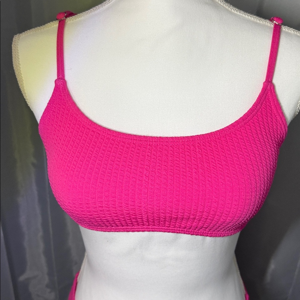 Hot Pink Ribbed Bikini Set - Picture 3 of 7